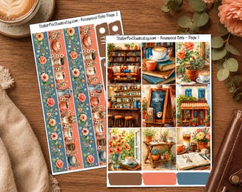 Bookish Cafe Weekly Planner Sticker Kit Vertical Erin Condren Classic Happy Planner Book Coffee Lover