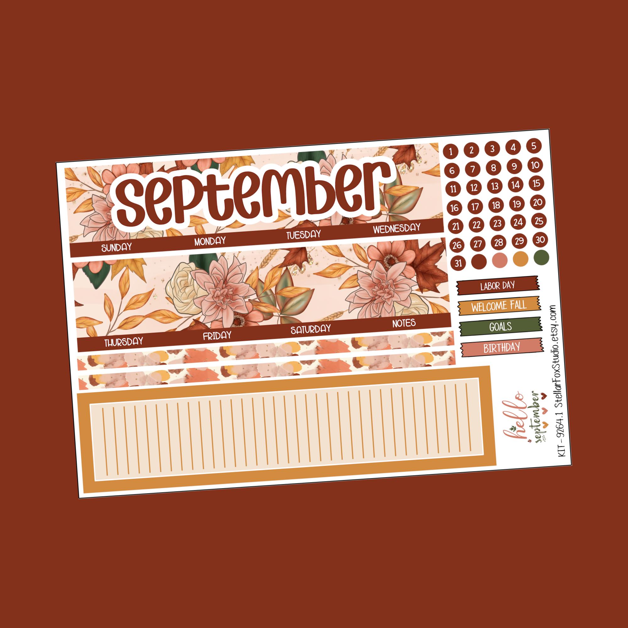 September Monthly Planner Sticker Kit Erin Condren , Classic Happy ...