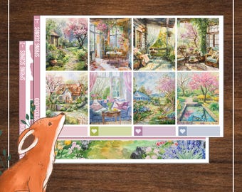 Spring Weekly Planner Sticker Kit Vertical Layout Erin Condren Classic Happy Planner