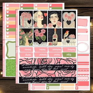 Valentine&#39;s Day Weekly Planner Sticker Kit Vertical Erin Condren Classic Happy Planner
