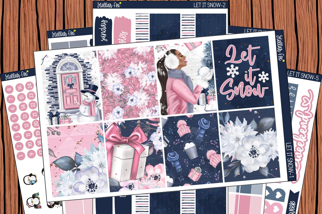 Let It Snow Vertical Planner Sticker Weekly Kit Erin Condren Classic ...