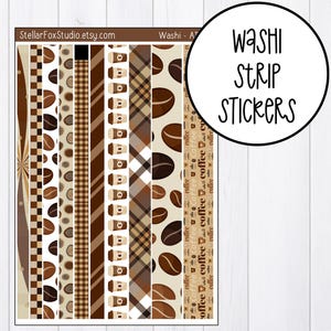 Coffee Washi Strip Stickers , Planner Stickers , Journal Stickers , Sticker Sheet