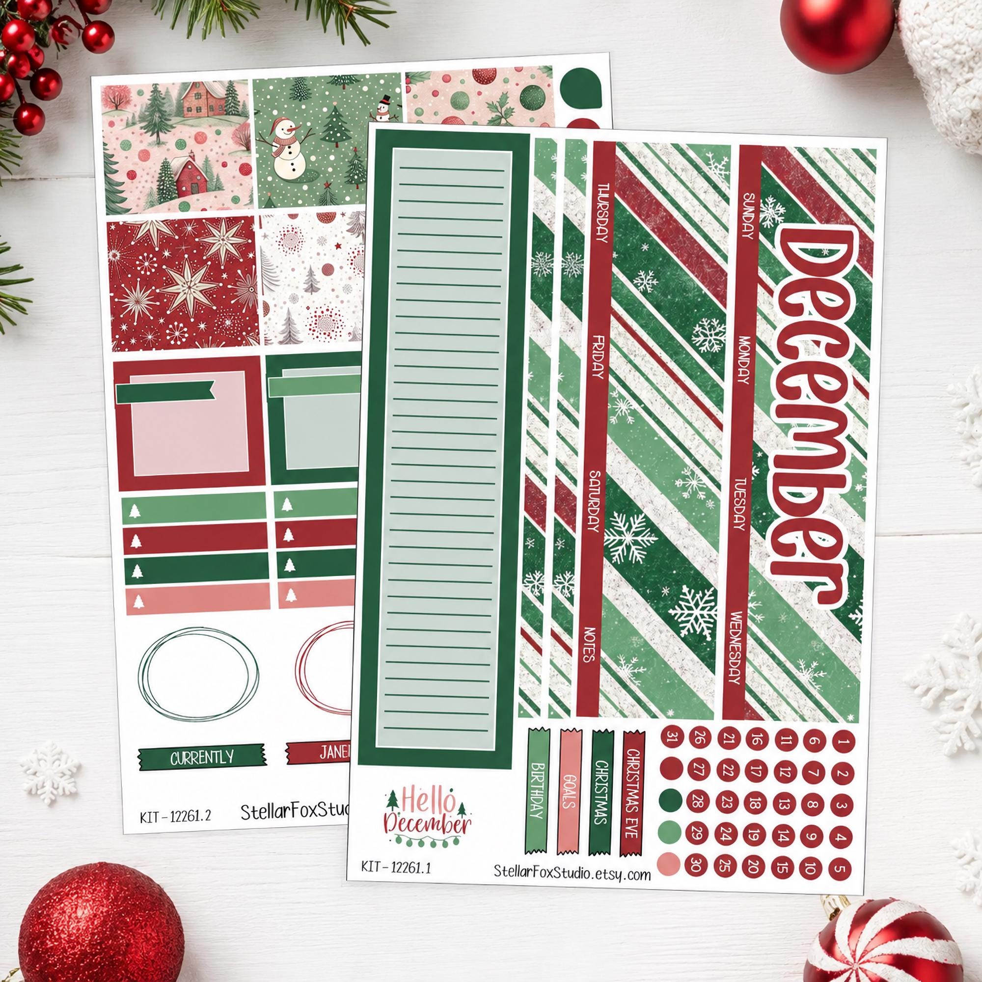 December Monthly Planner Sticker Kit Erin Condren , Classic Happy ...