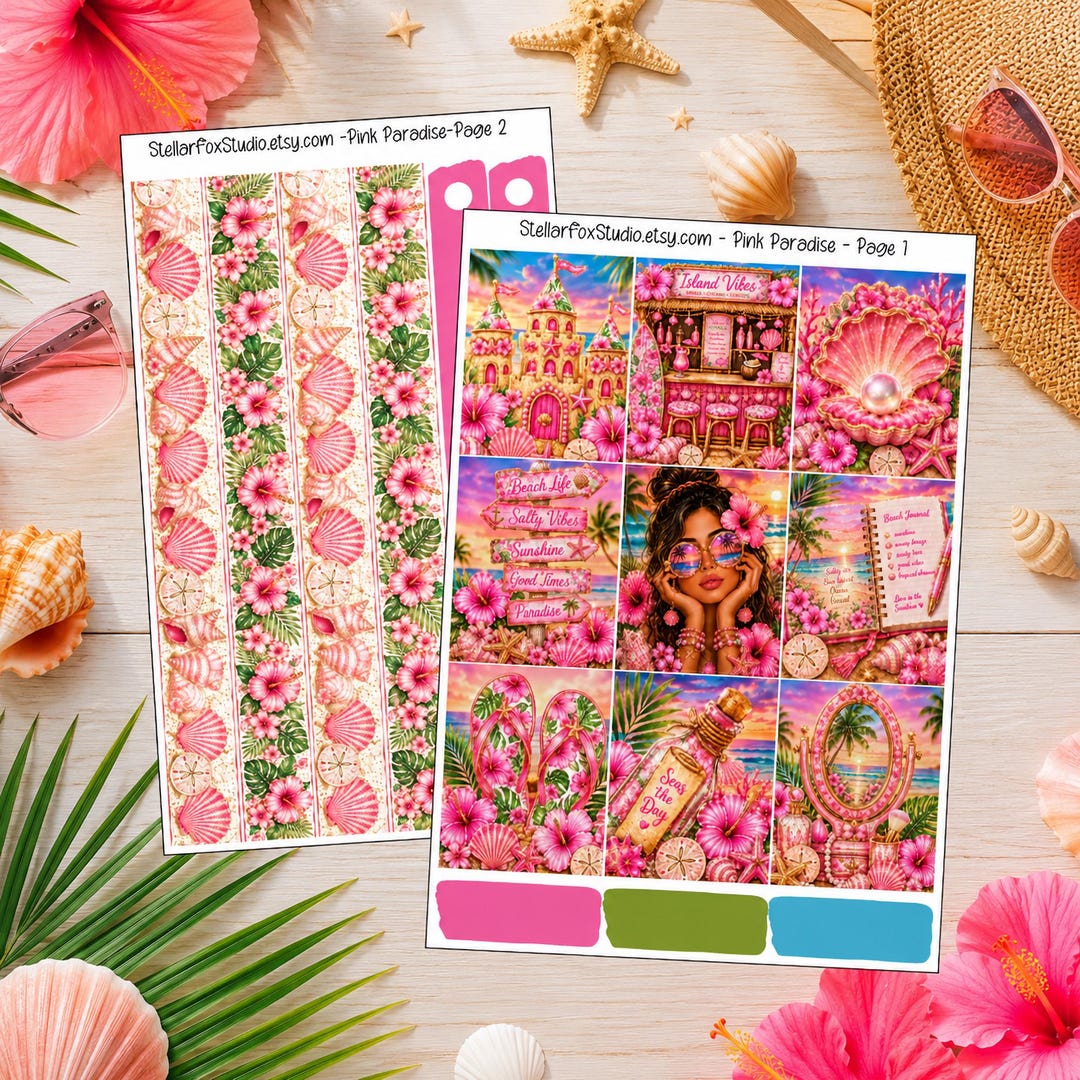 Tropical Summer Weekly Planner Sticker Kit Vertical Erin Condren ...