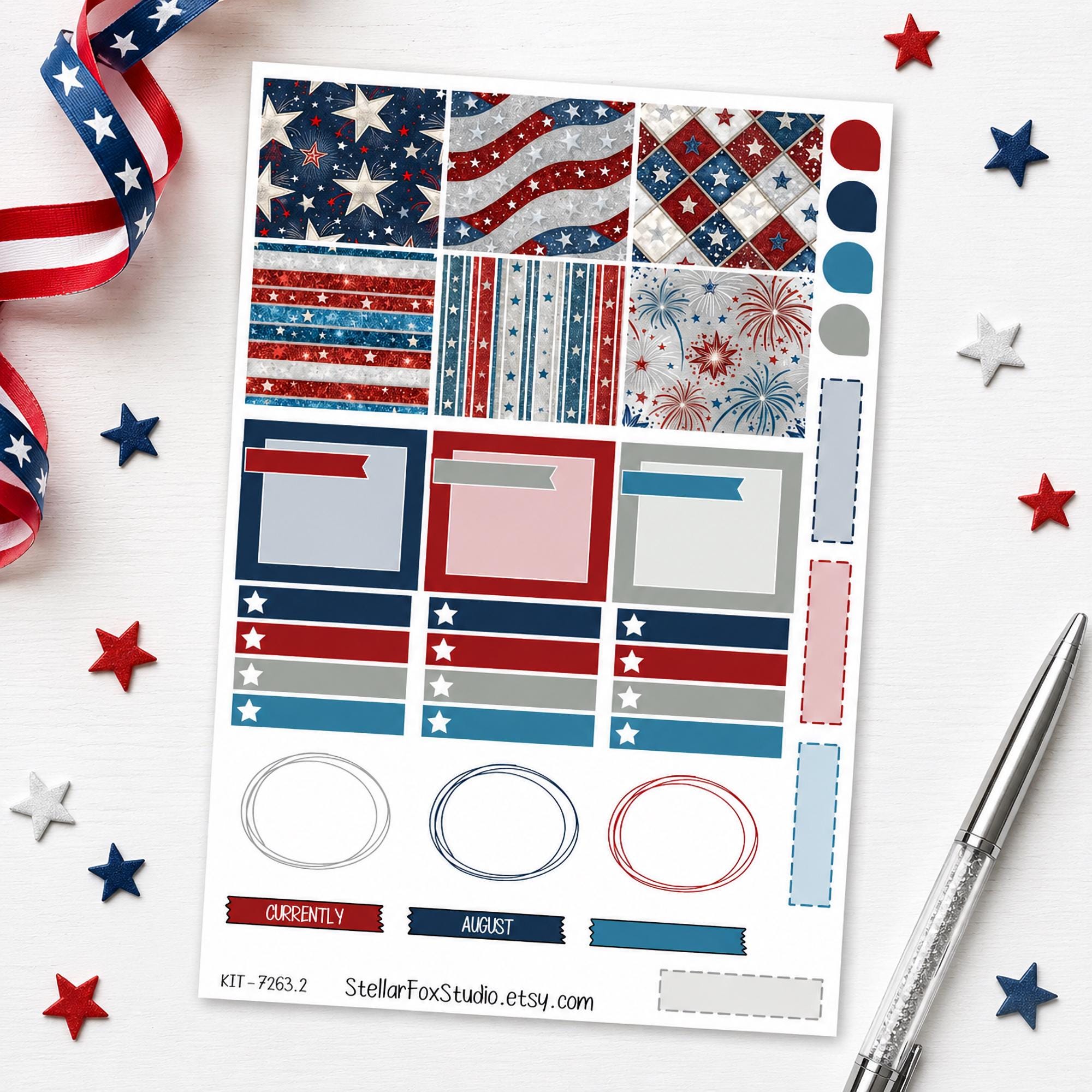 July Monthly Planner Sticker Kit Erin Condren Classic Happy Planner - Etsy