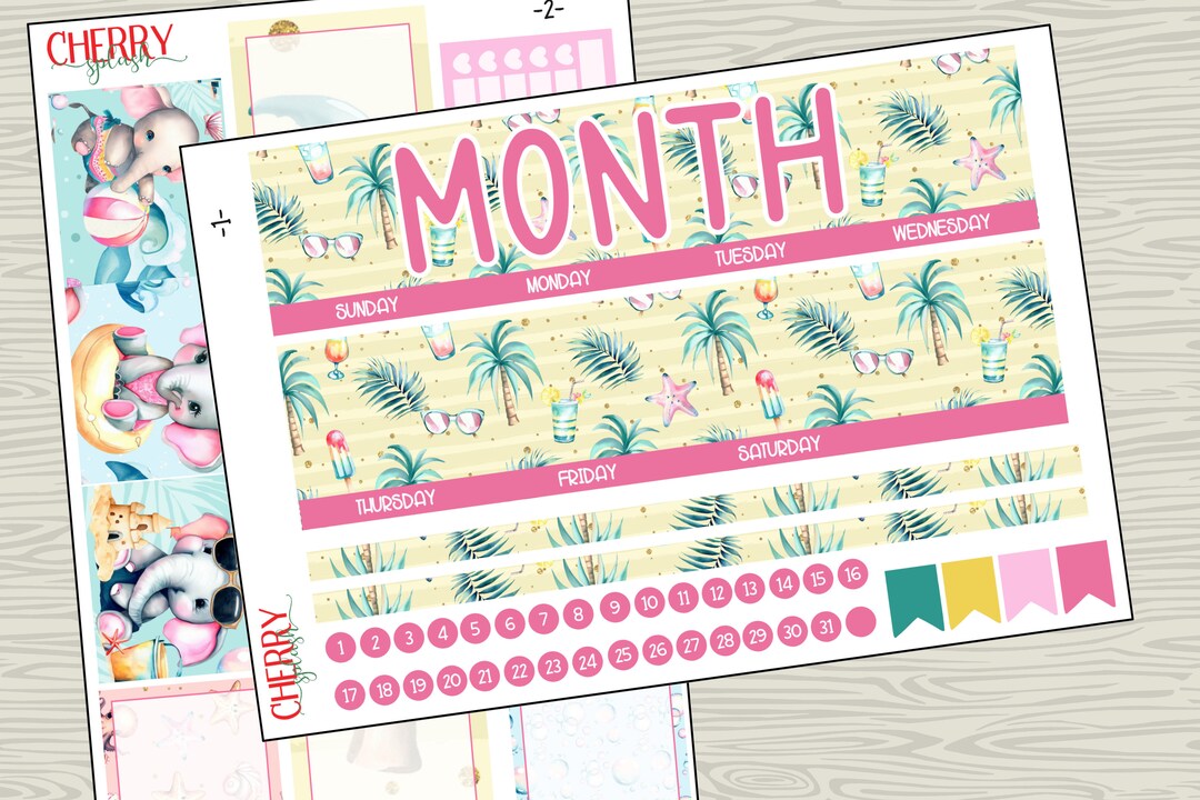 Summer Custom Planner Sticker Kit Monthly Spread Classic Etsy