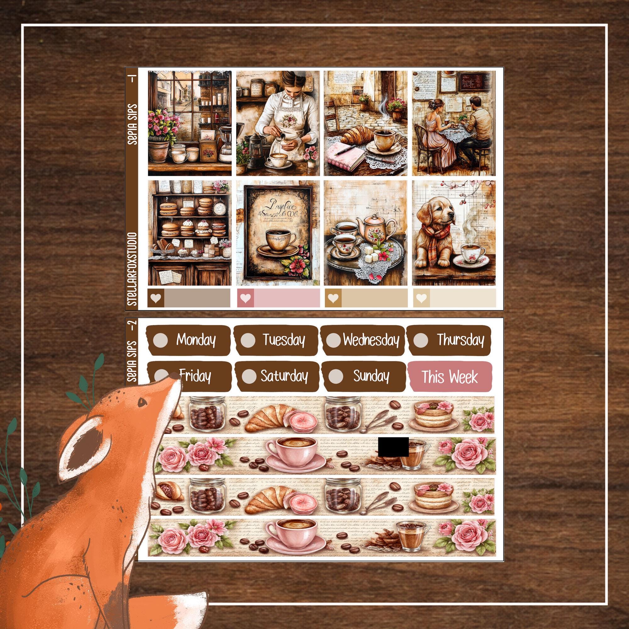 Cafe Weekly Planner Sticker Kit Vertical Layout Erin Condren Classic ...