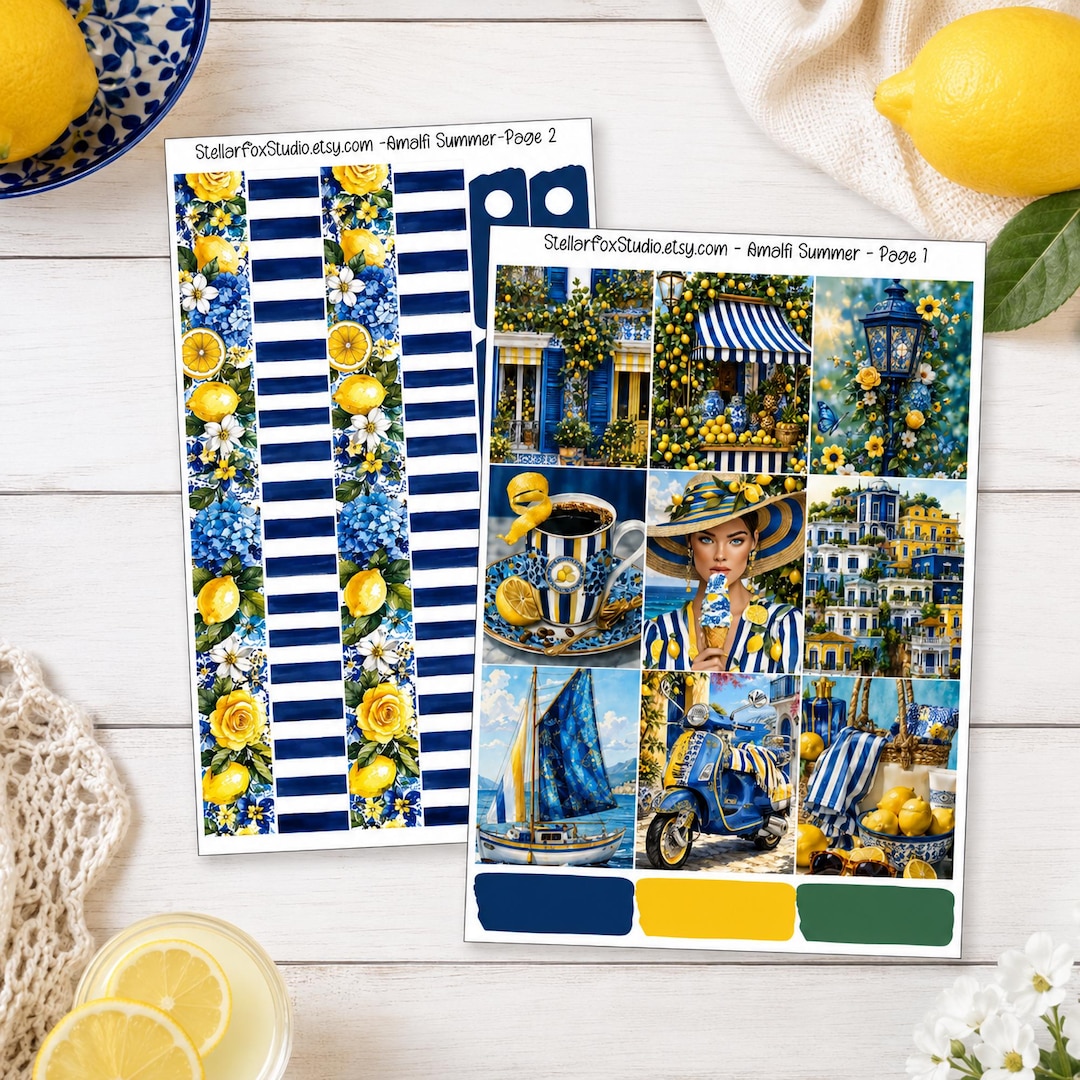Lemon Summer Weekly Planner Sticker Kit Vertical Erin Condren Classic ...