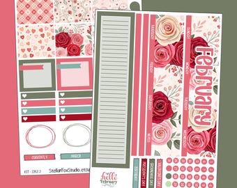 February Monthly Planner Sticker Kit Erin Condren , Classic Happy Planner