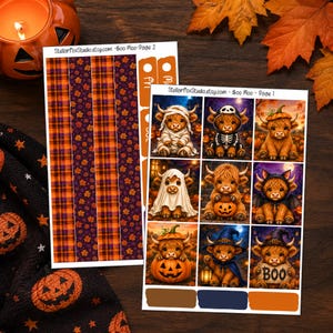 Halloween Highland Cow Weekly Planner Sticker Kit Vertical Erin Condren Classic Happy Planner