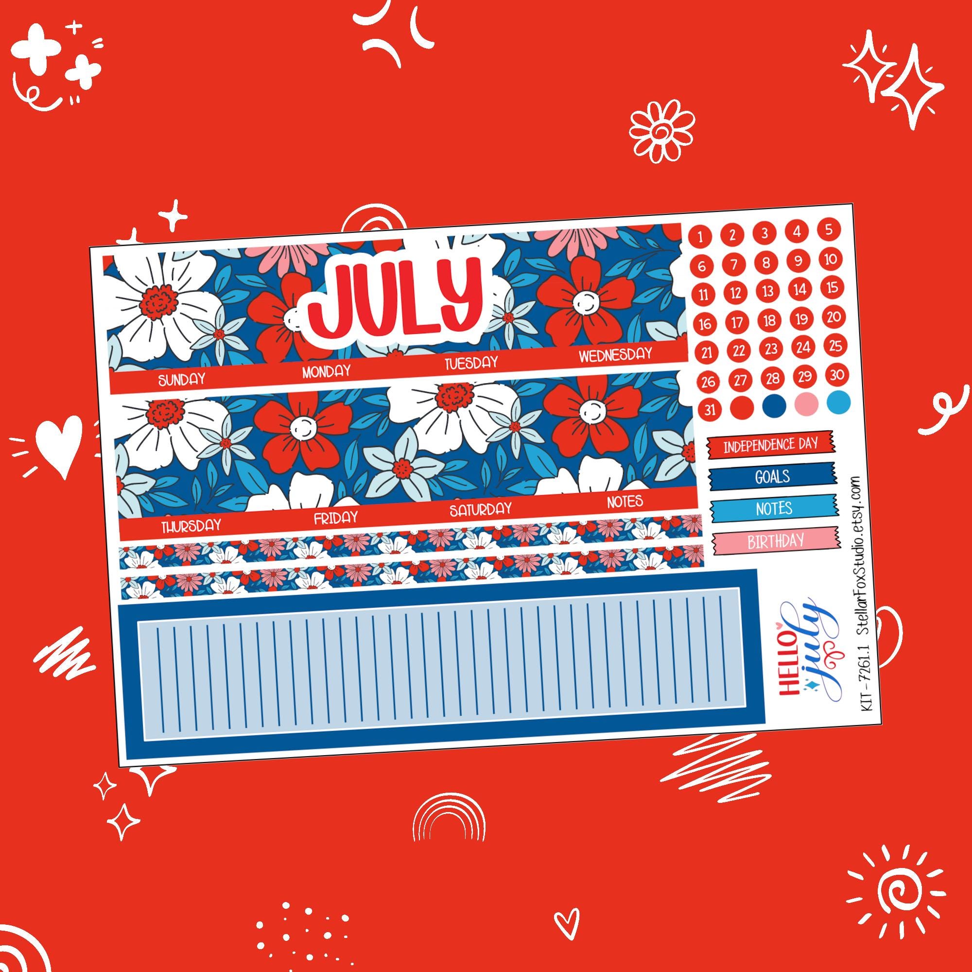 July Monthly Planner Sticker Kit Erin Condren , Classic Happy Planner ...