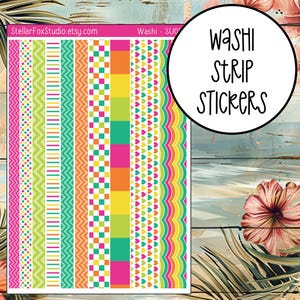 Bright Colored Washi Strip Decorative Stickers