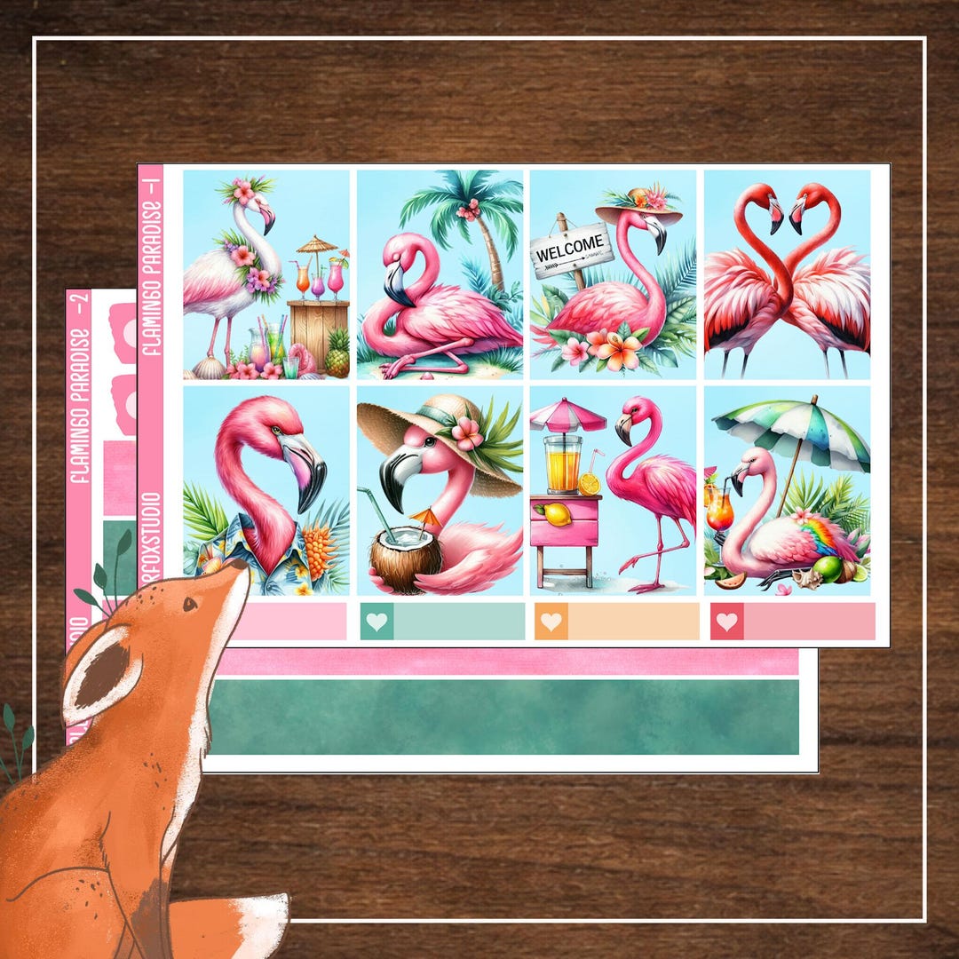 Flamingo Summer Weekly Planner Sticker Kit Vertical Layout Erin Condren ...
