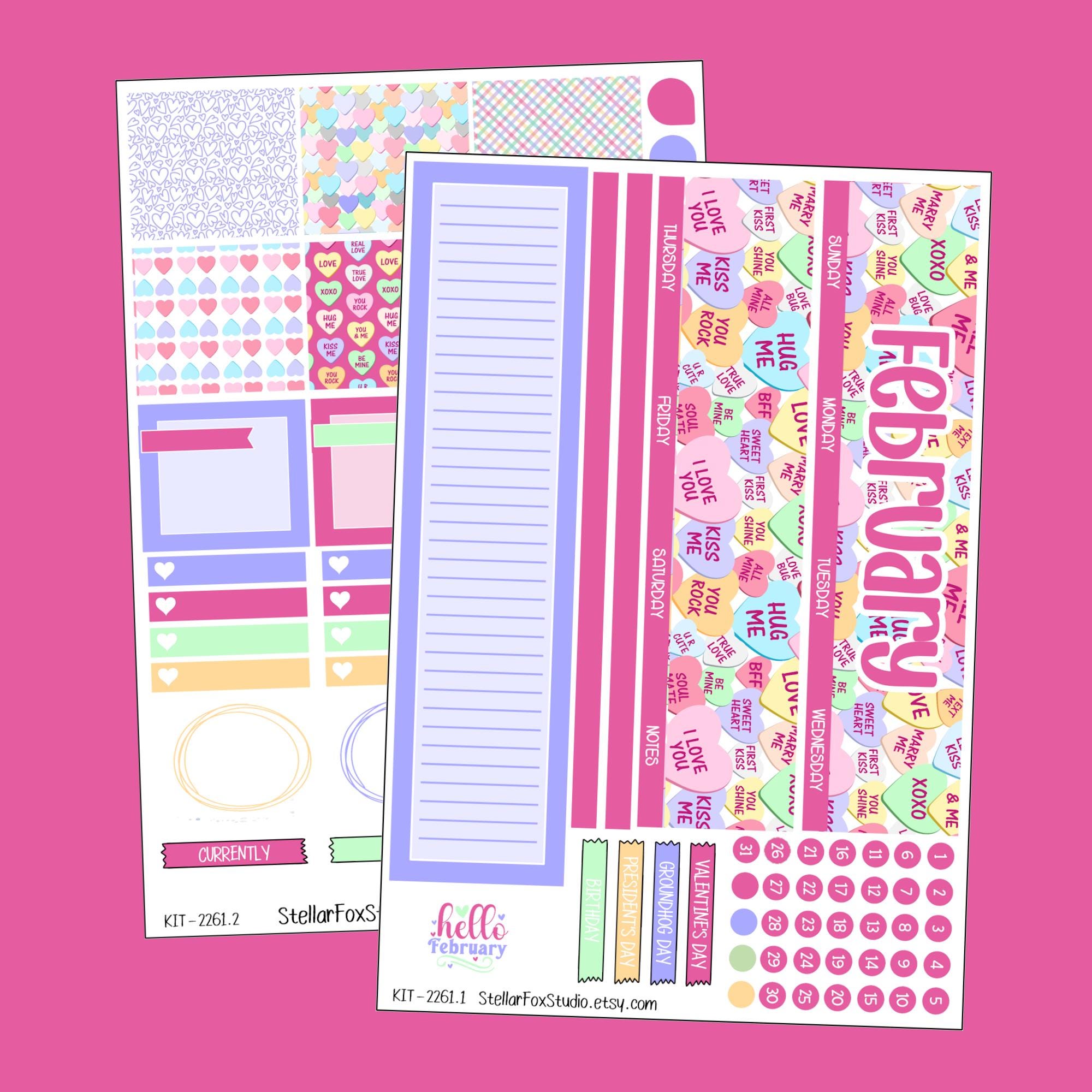 February Monthly Planner Sticker Kit Erin Condren , Classic Happy ...