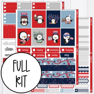 July 4th , Summer Weekly Planner Sticker Kit , Vertical Sticker Kit , Erin Condren , Happy Planner