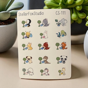 Gardening Planner Stickers , Cute Character Stickers , Water Plants Reminder Chores Yard Work