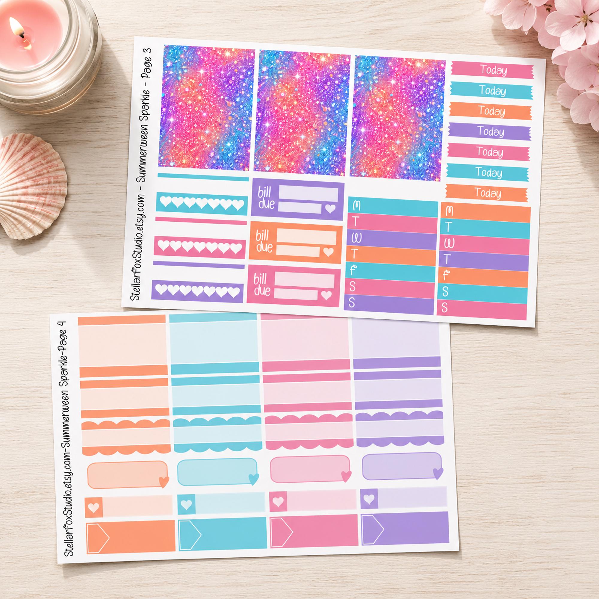 Summer Beach Ghosts Weekly Planner Sticker Kit Vertical Erin Condren ...