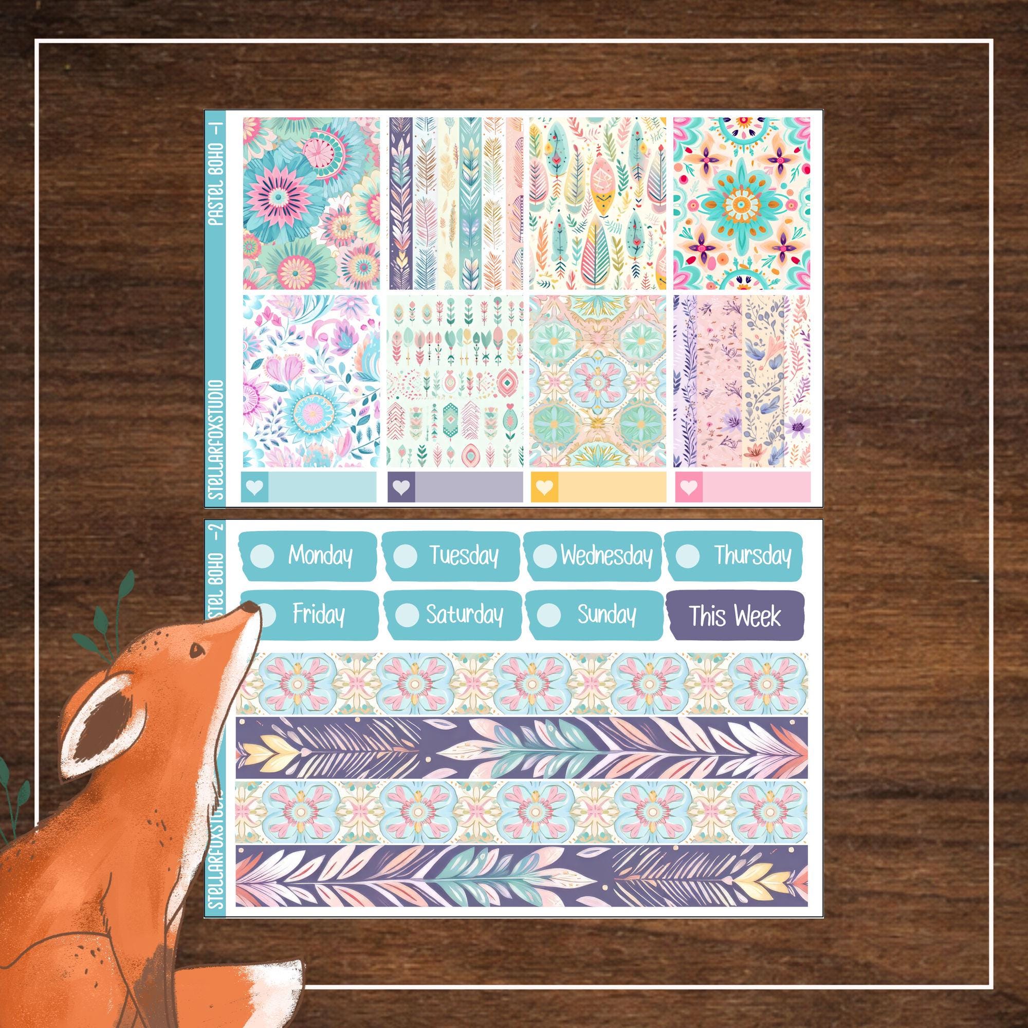 Spring Boho Weekly Planner Sticker Kit Vertical Erin Condren Classic ...