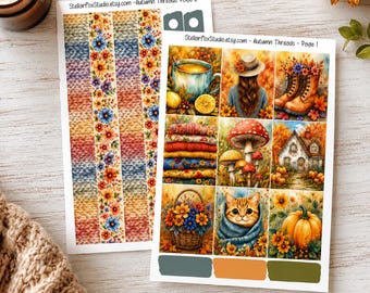 Cozy Fall Weekly Planner Sticker Kit Vertical Erin Condren Classic Happy Planner