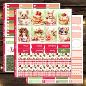 Summer Strawberry Weekly Planner Sticker Kit Vertical Erin Condren Classic Happy Planner