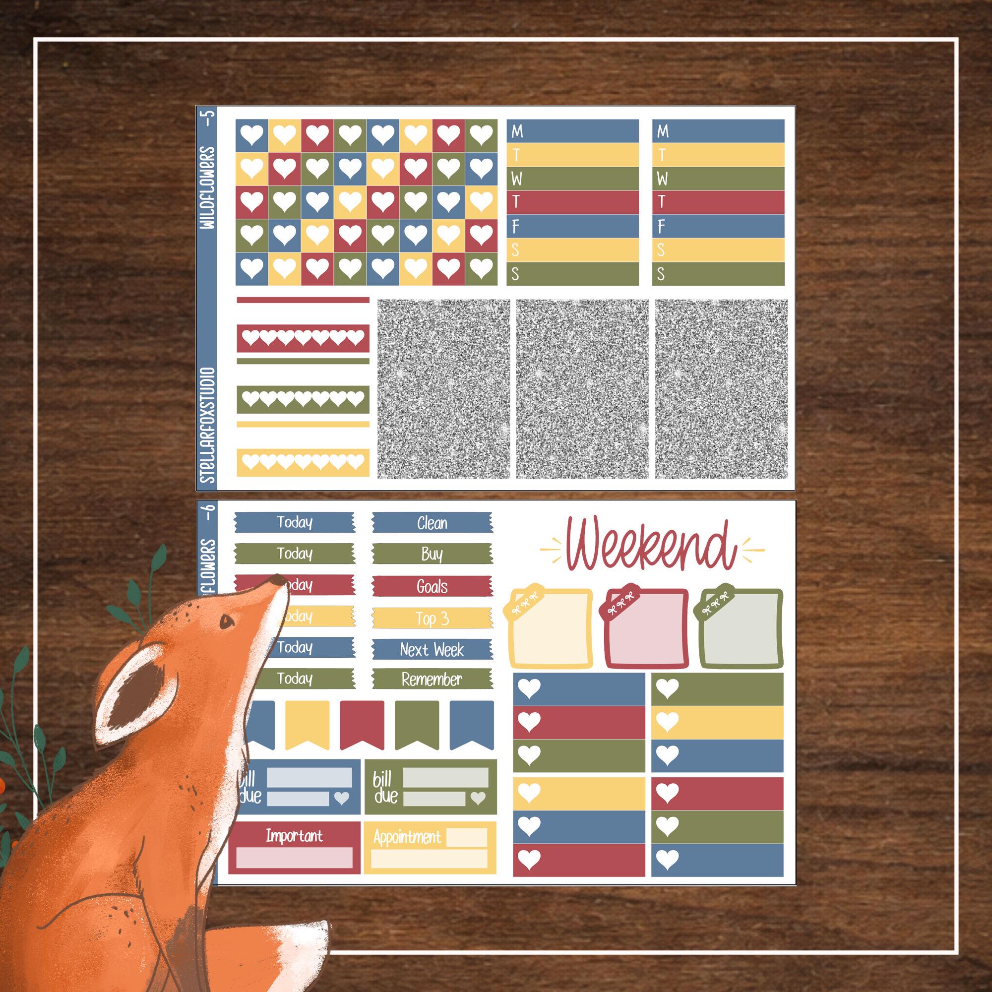 Spring Weekly Planner Sticker Kit Vertical Layout Wildflowers - Etsy
