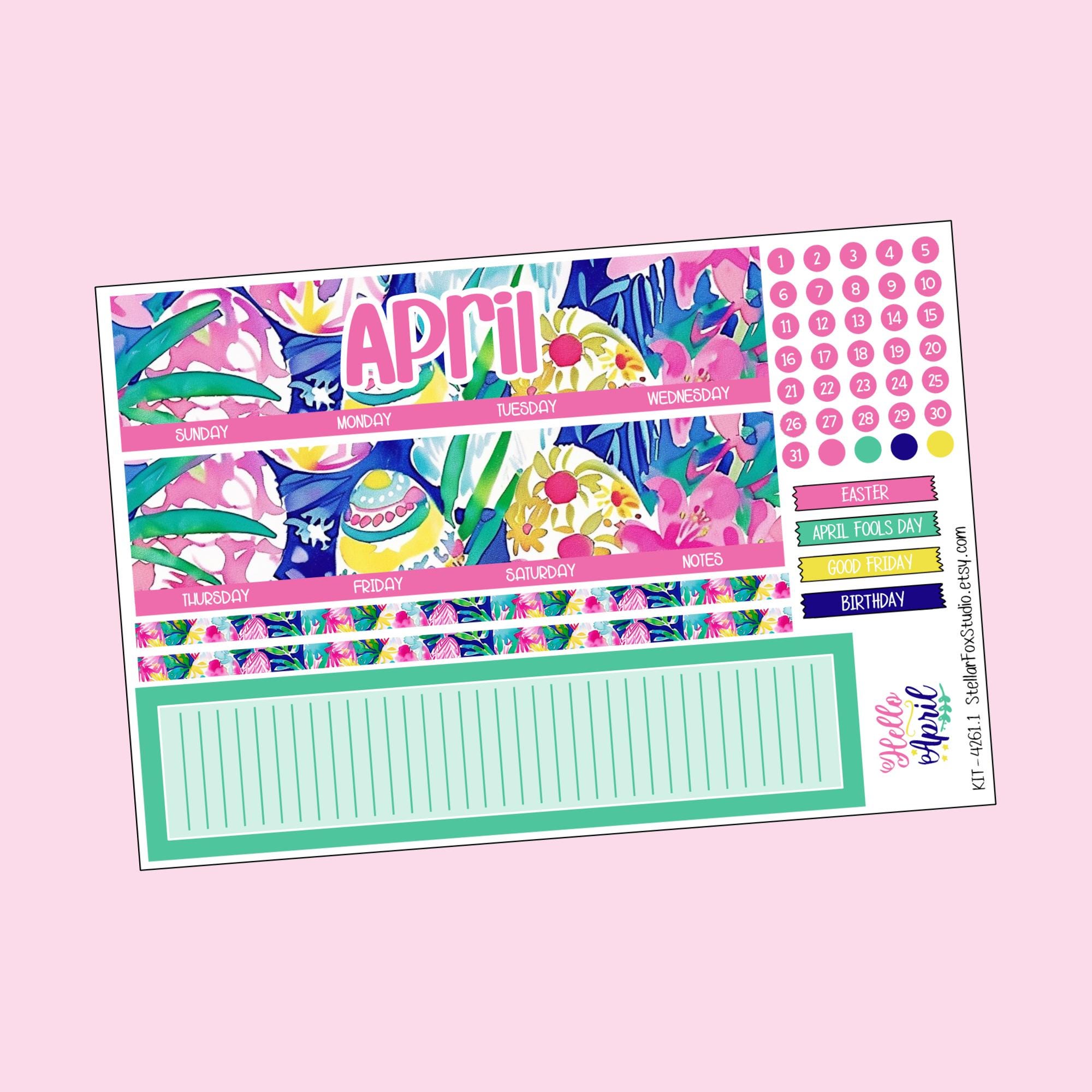 April Easter Monthly Planner Sticker Kit Erin Condren Classic Happy ...