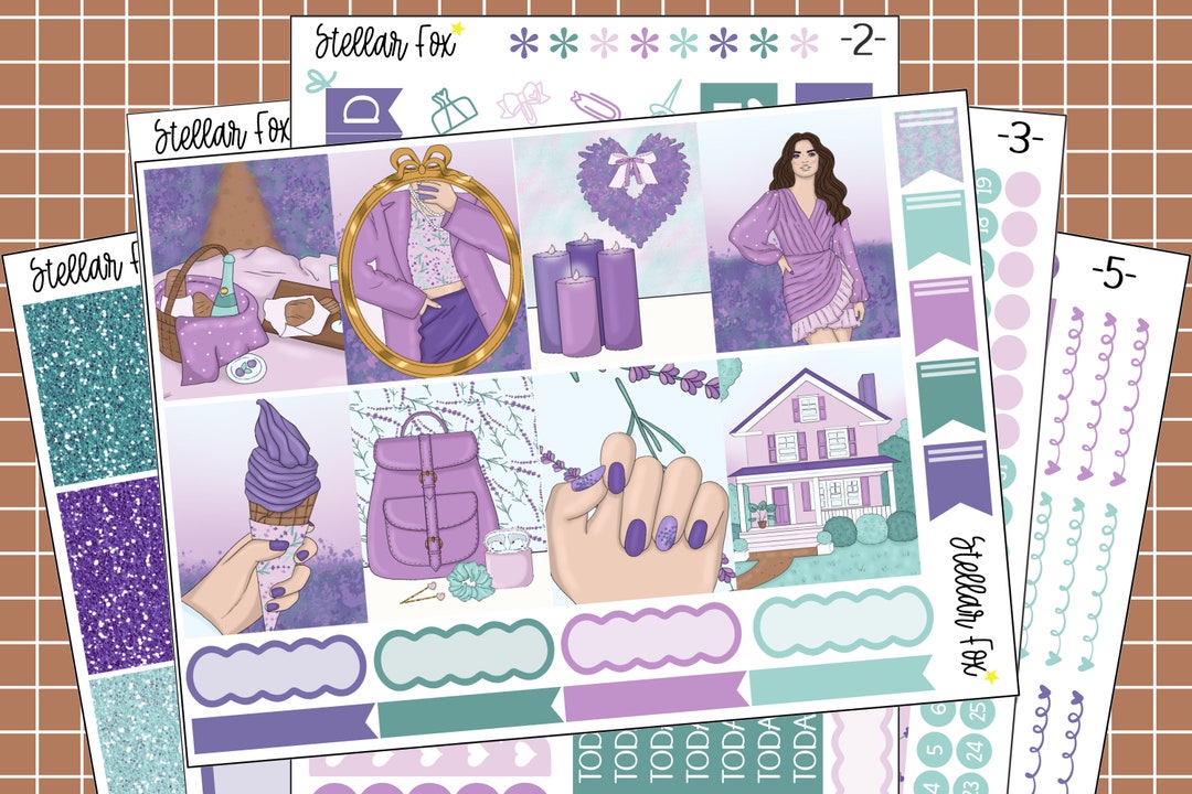 OLD FORMAT Spring Weekly Planner Sticker Kit Vertical Purple Dreams - Etsy