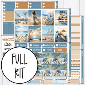 Beach Weekly Planner Sticker Kit , Vertical Erin Condren Classic Happy Planner