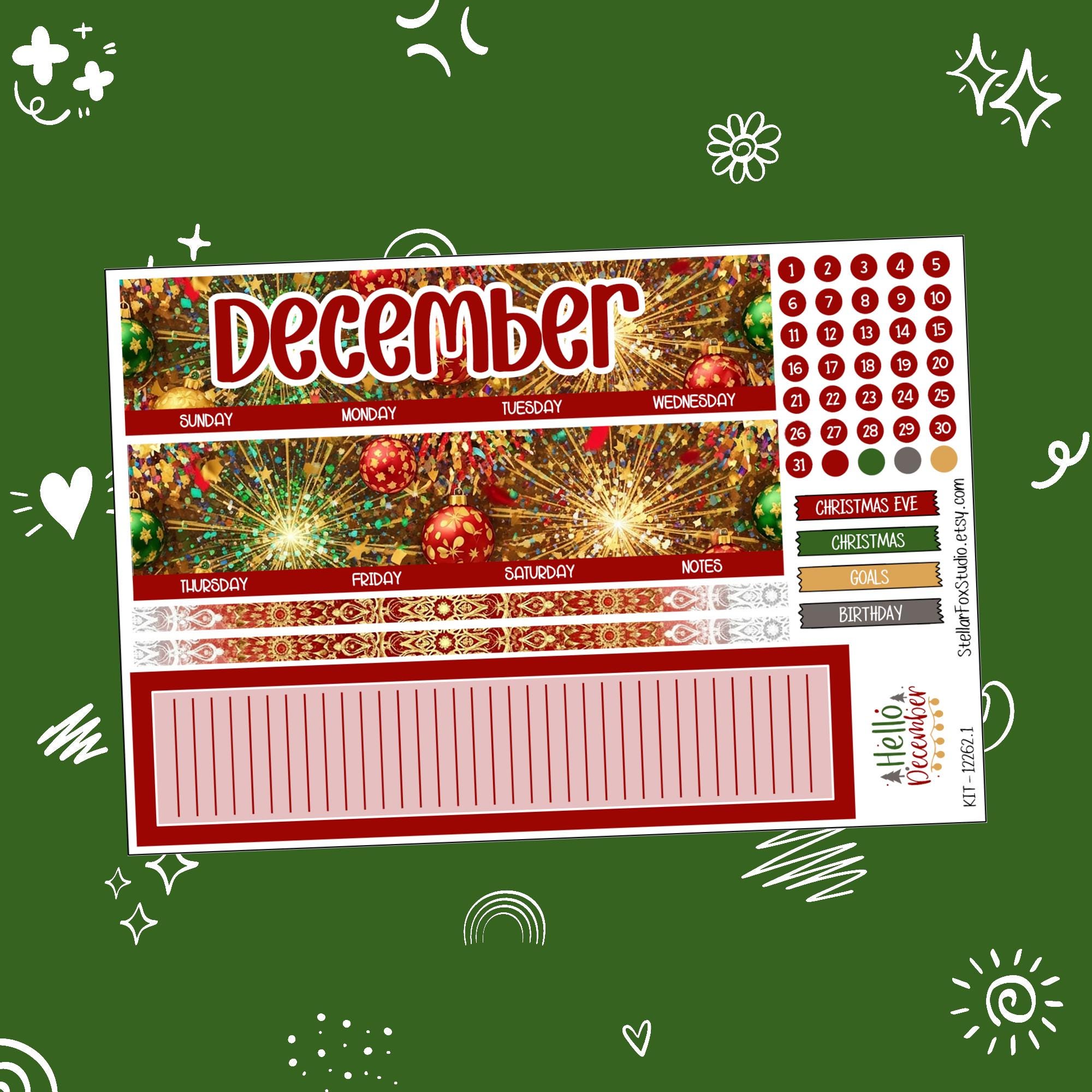 December Monthly Planner Sticker Kit Erin Condren , Classic Happy ...
