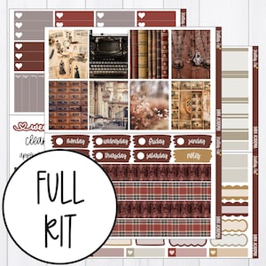 Dark Academia Planner Sticker Kit , Vertical Weekly Stickers