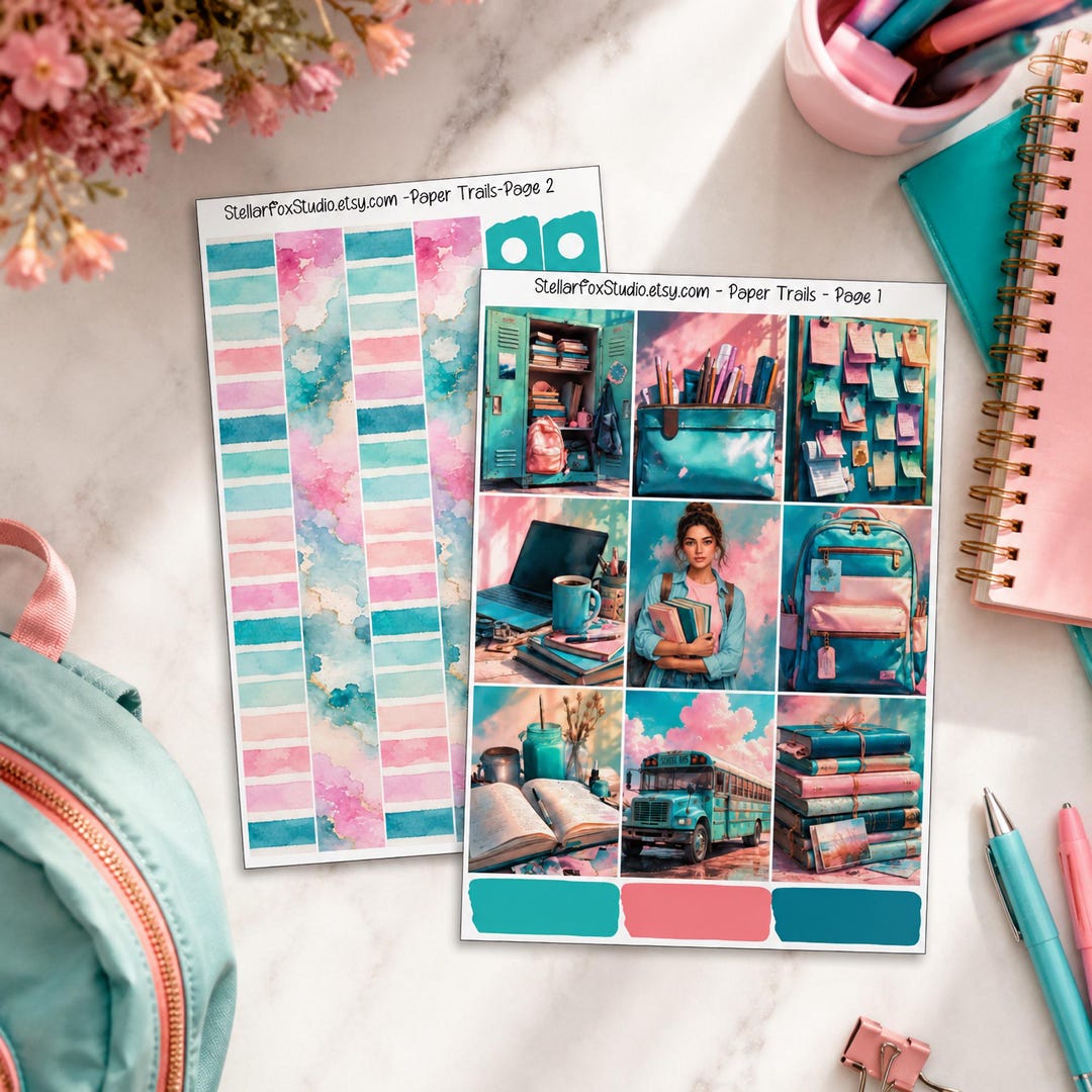 Back to School Weekly Planner Sticker Kit Vertical Erin Condren Classic ...