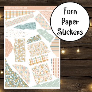 Boho Ripped Paper Torn Strips Decorative Stickers
