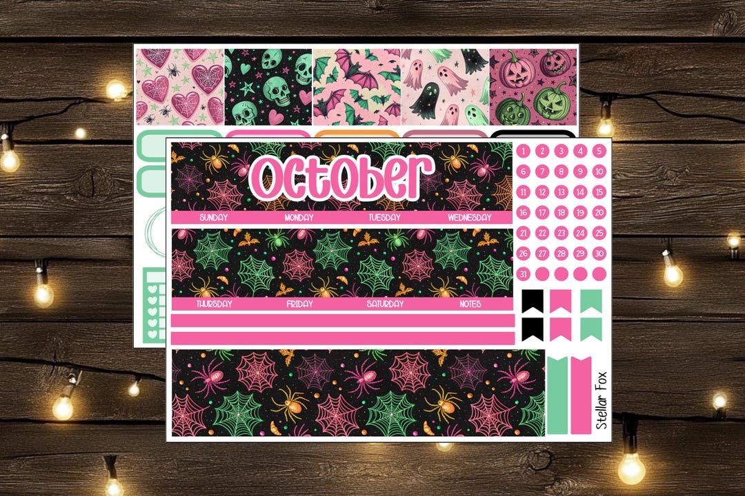 October Monthly Planner Sticker Kit , Fits Erin Condren , Classic Happy ...