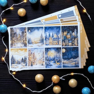 Elegant Winter Weekly Planner Sticker Kit Vertical Layout Erin Condren Classic Happy Planner