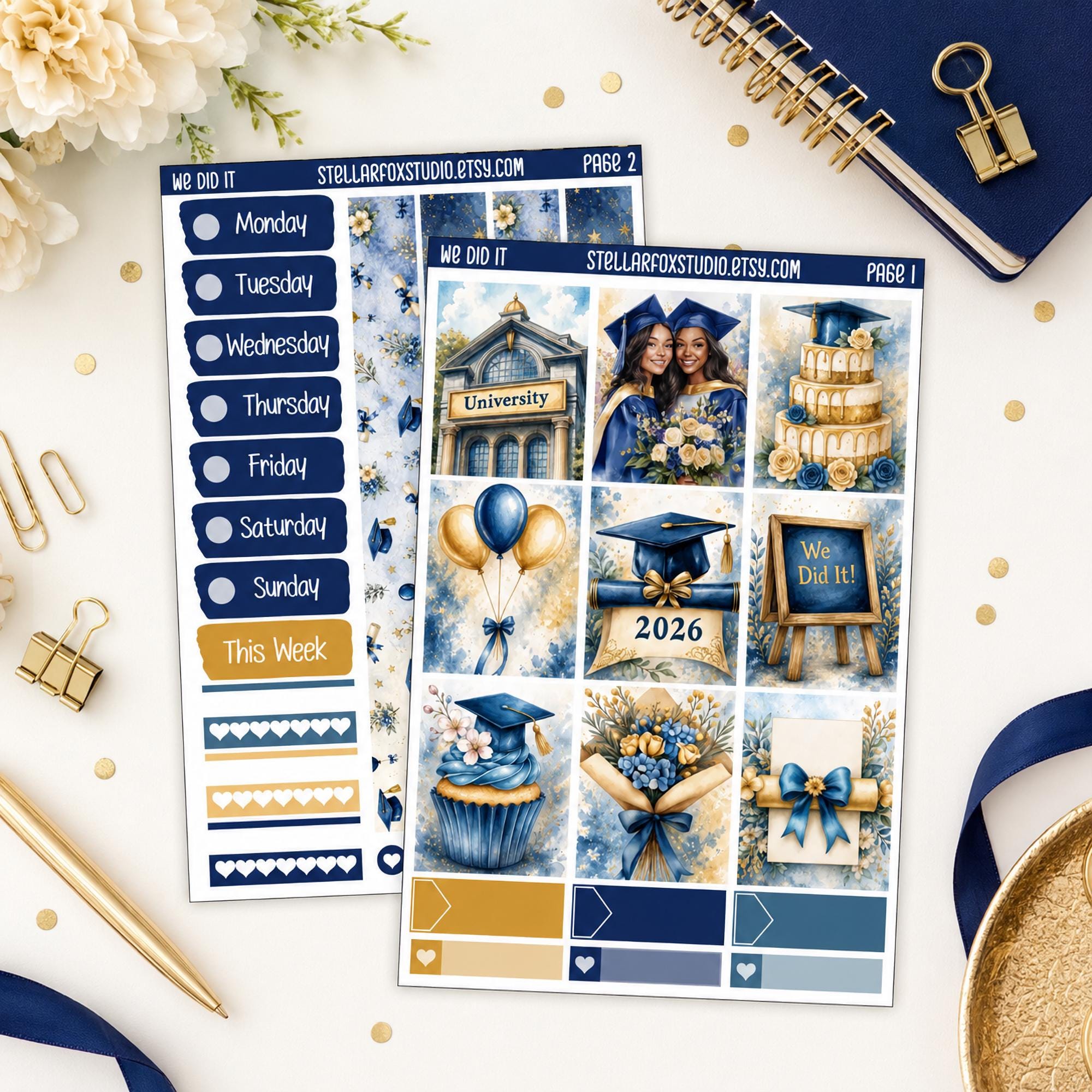 Graduation Weekly Planner Sticker Kit Vertical Erin Condren Classic ...