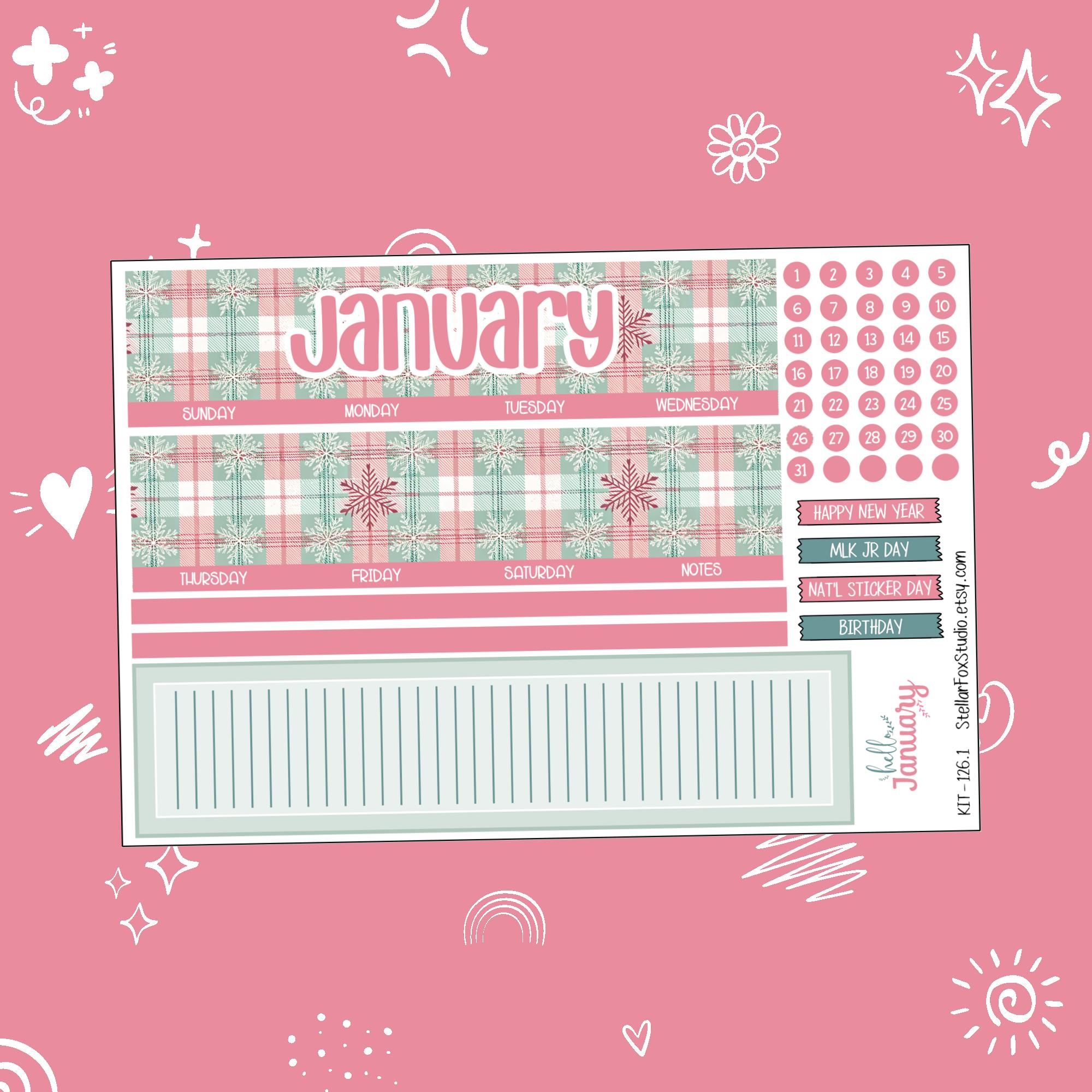 January Monthly Planner Sticker Kit Erin Condren , Classic Happy ...