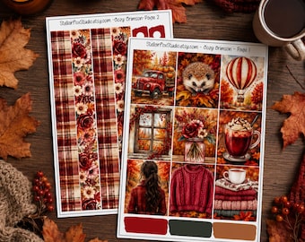 Cozy Fall Weekly Planner Sticker Kit Vertical Erin Condren Classic Happy Planner