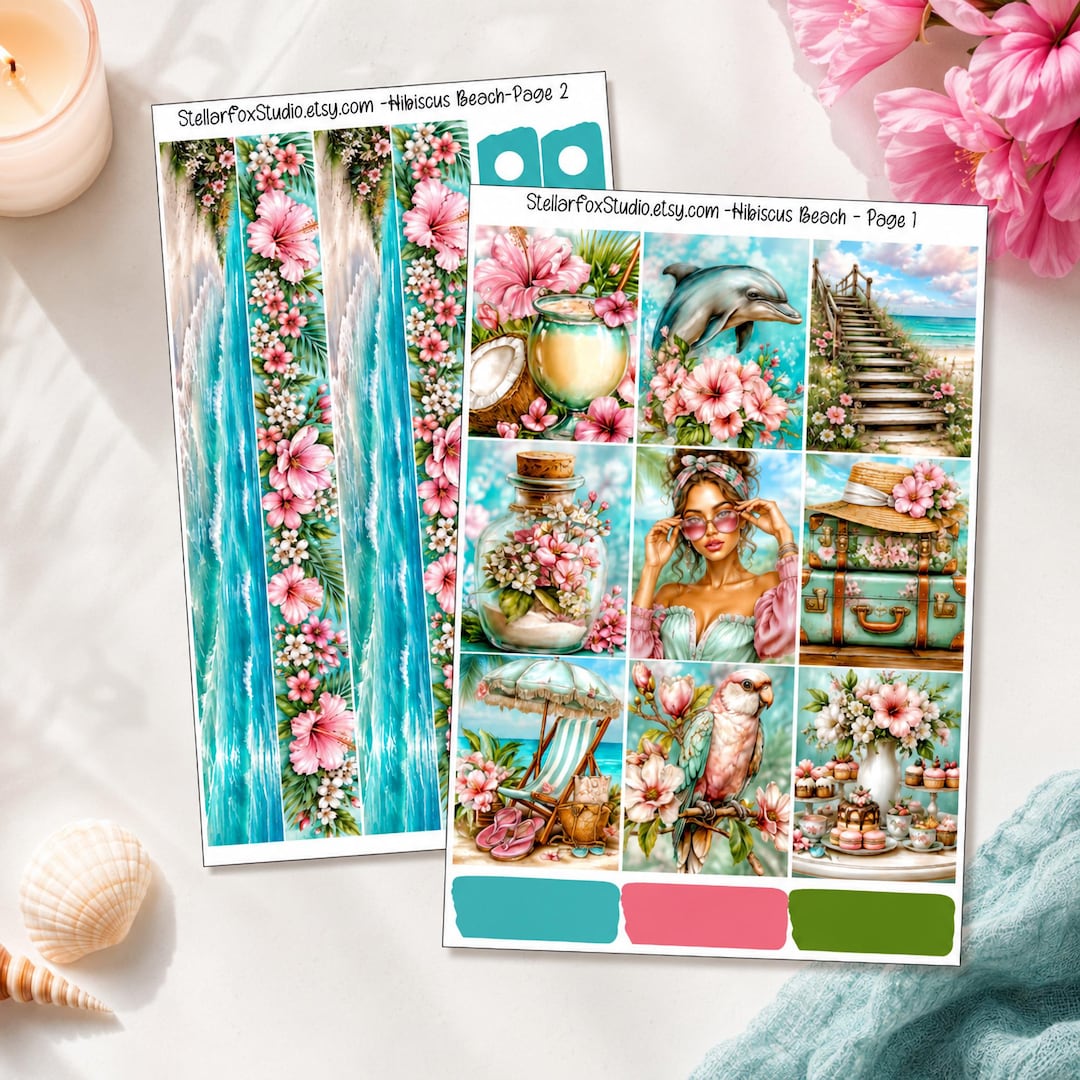 Summer Beach Weekly Planner Sticker Kit Vertical Erin Condren Classic ...