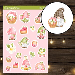 Watercolor Strawberry Gnome Decorative Stickers