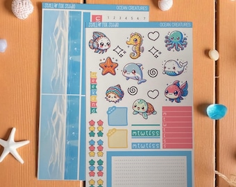Hobonichi Weeks Sticker Kit ,  Weekly Planner Kit , Kawaii Stickers , Summer Sticker Kit , Cute Animal Kit