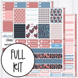 Planner Sticker Kit , Weekly Stickers , Vertical Planner , Erin Condren , Classic Happy Planner , Leopard Print , Valentine's Day Kit