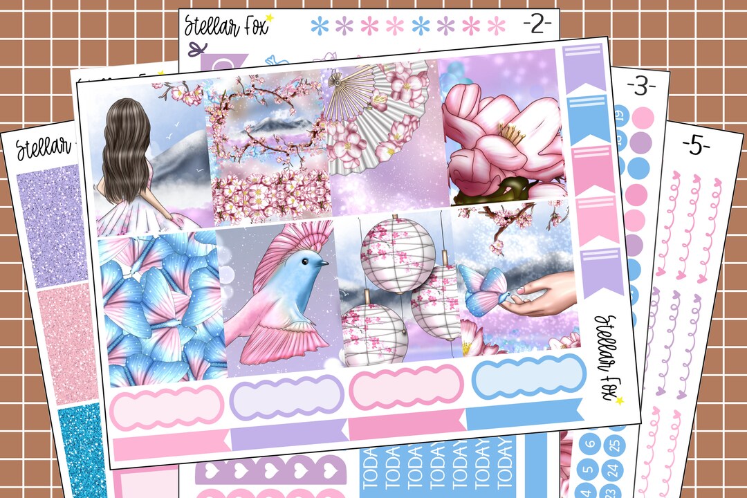 OLD FORMAT Cherry Blossom Fantasy Vertical Weekly Planner Sticker Kit ...