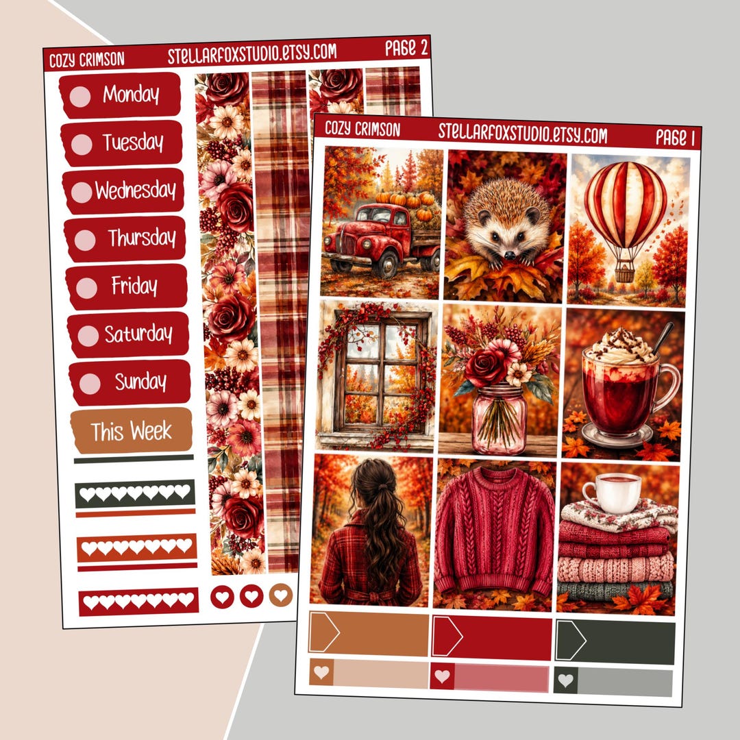 Cozy Fall Weekly Planner Sticker Kit Vertical Erin Condren Classic ...