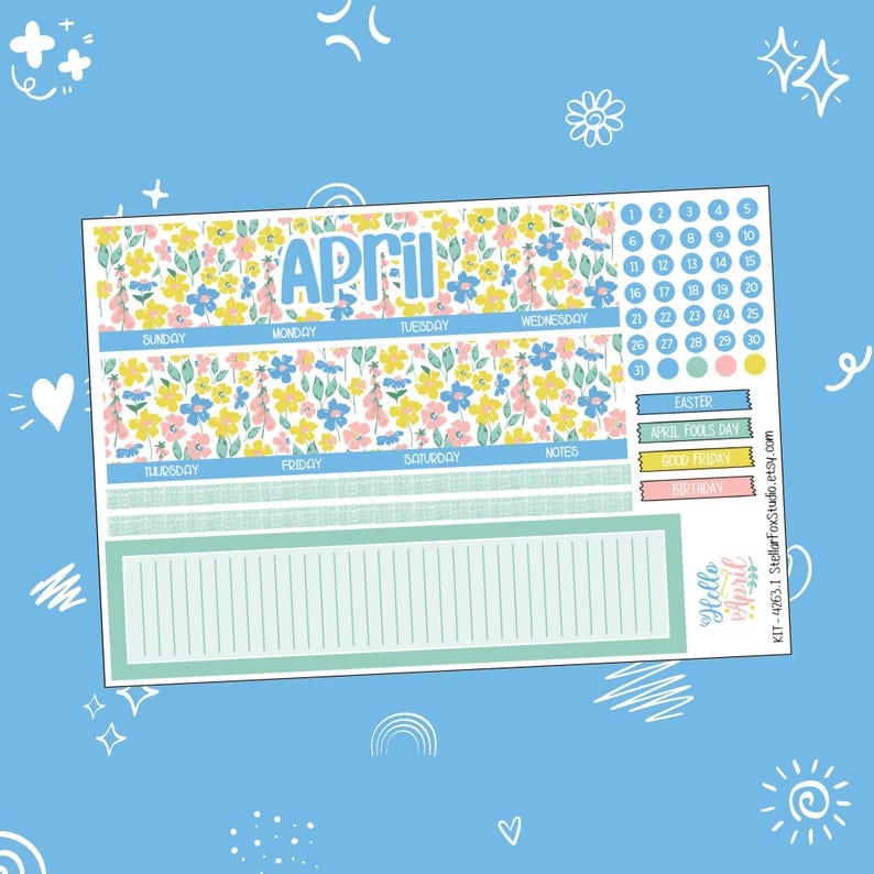 April Monthly Planner Sticker Kit Erin Condren Classic Happy Planner - Etsy