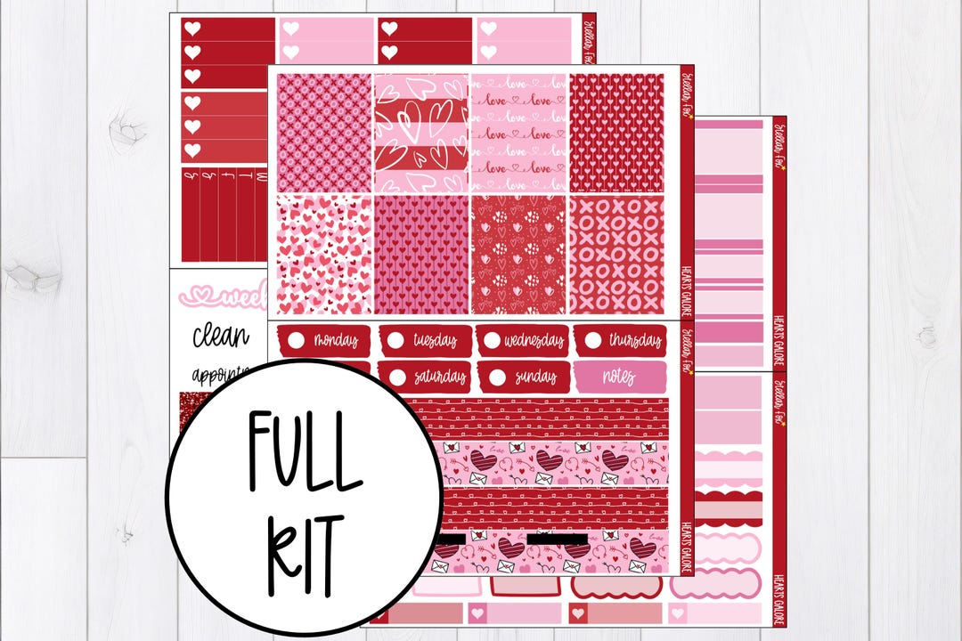 Valentine's Day Planner Sticker Kit , Weekly Vertical Stickers - Etsy