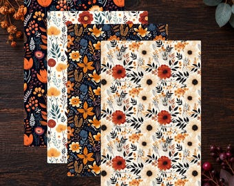 Fall Floral Pattern Decorative Washi Sheet Set Page Sticker Journal Planner