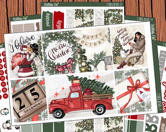 Christmas Planner Sticker Kit - Vertical Weekly  - a la carte - Erin Condren Classic Happy Planner Recollections -  Winter Seasonal Holiday