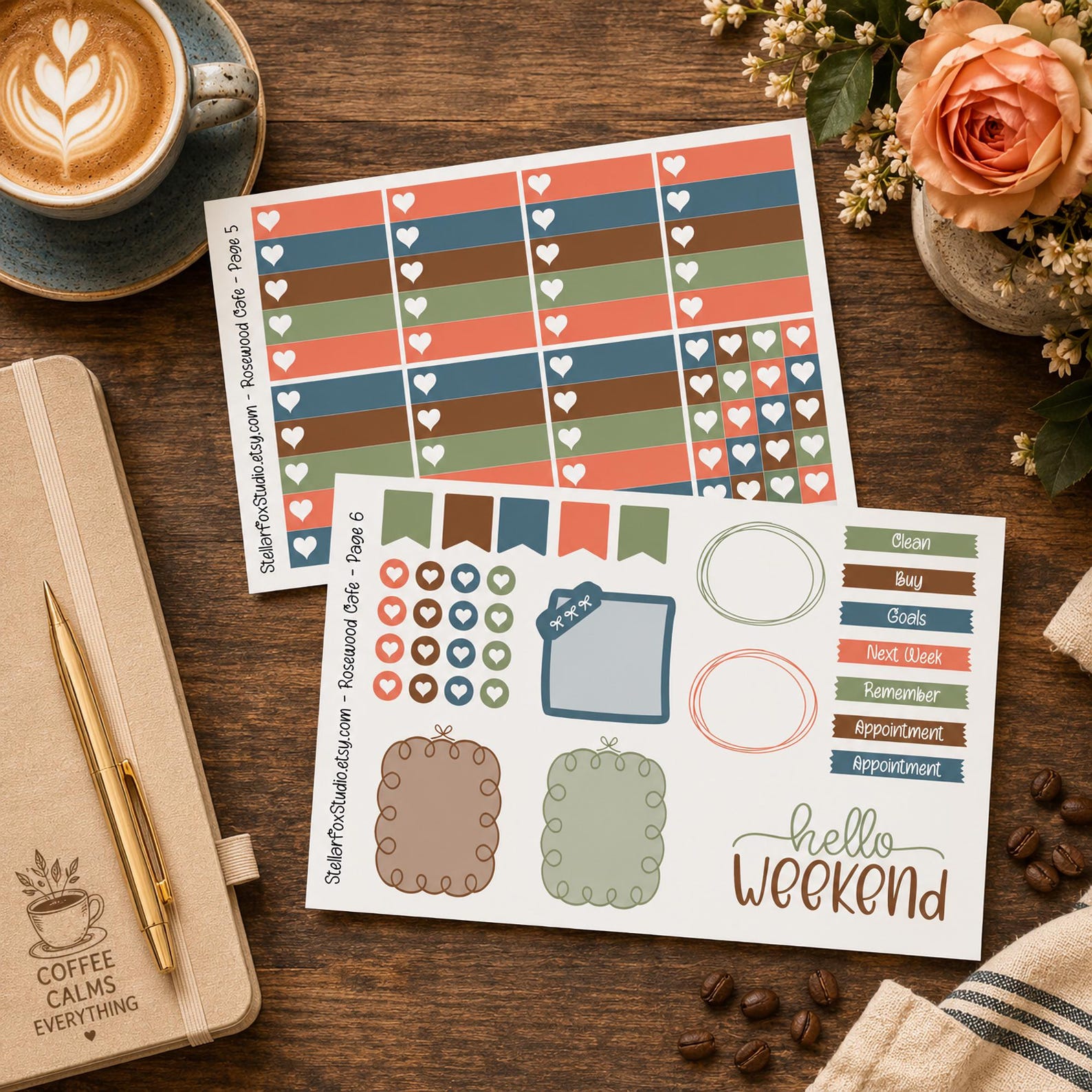 Bookish Cafe Weekly Planner Sticker Kit Vertical Erin Condren Classic ...