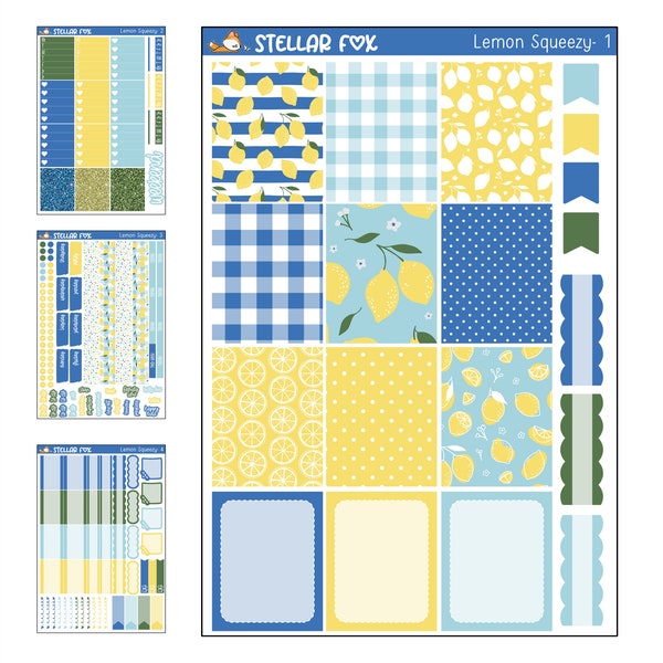 Summer Planner Sticker Kit Weekly Vertical A La Carte Lemons Classic Happy Planner Erin Condren A5 Stickers