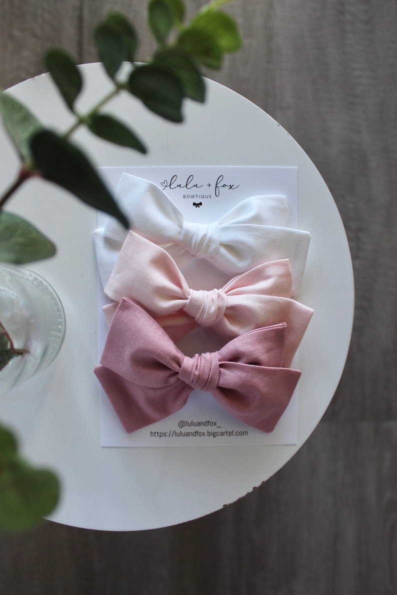Set of 3 bows baby bows baby headbandslarge baby bows large baby headbands pink baby bow white bow headband hair clips bow clips